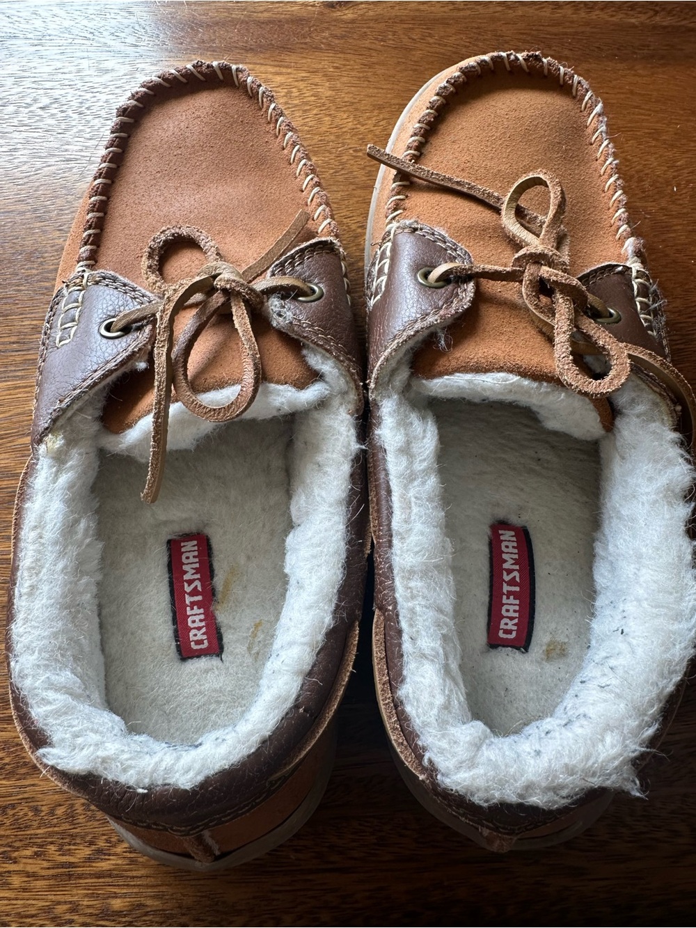 Craftsman Anthony Moccasin Slippers Warm Faux Fur Men’s Sz 8 Sears 2016